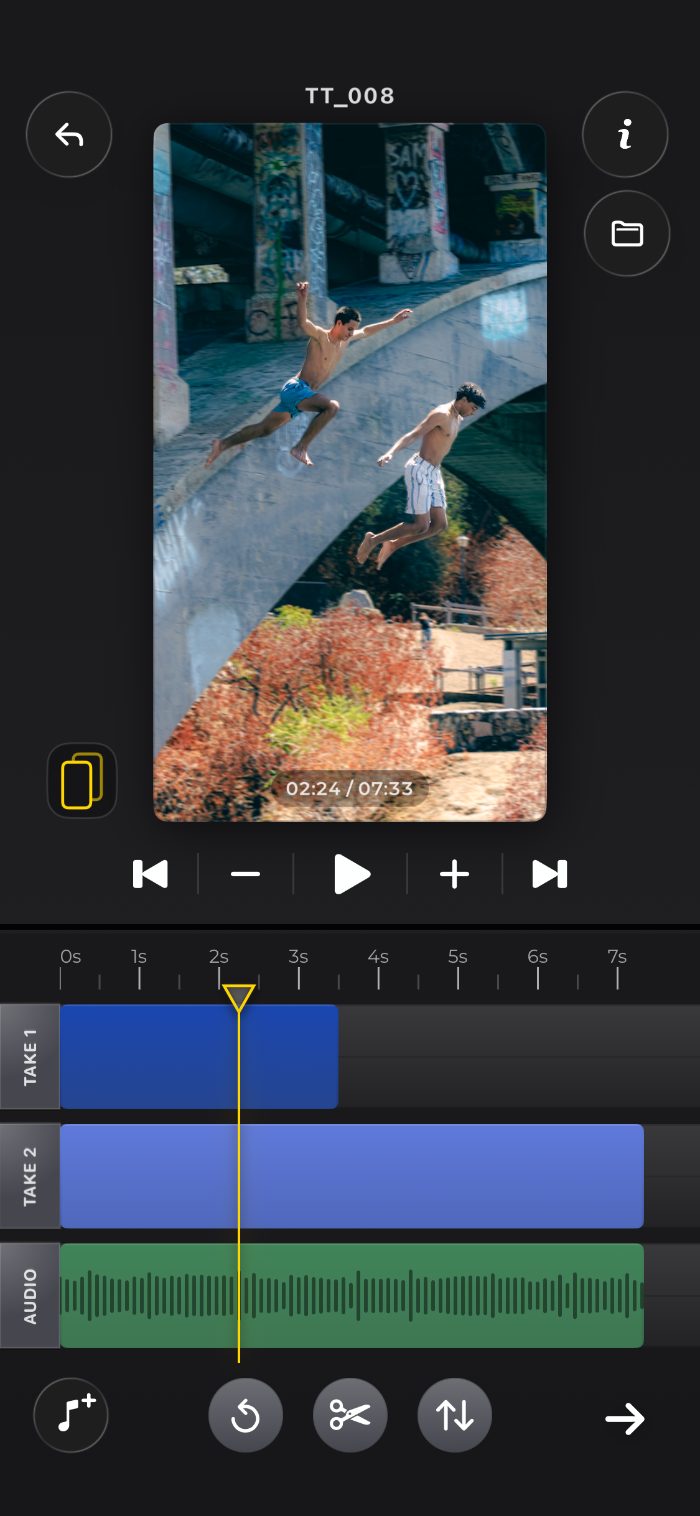 TwoTakes editing timeline